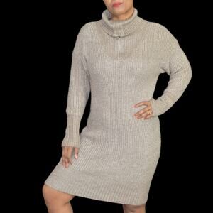 Cupcakes and Cashmere Sweater Dress Cowl Neck Quarter Zip Ribbed Knit Size Small